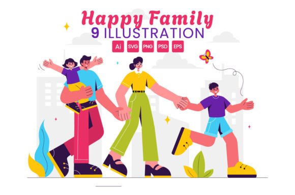 9 Happy Family Illustration Graphics Review