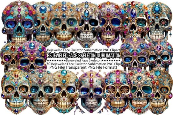 Bejeweled Face Skeleton Sublimation Graphics and Print Templates Review