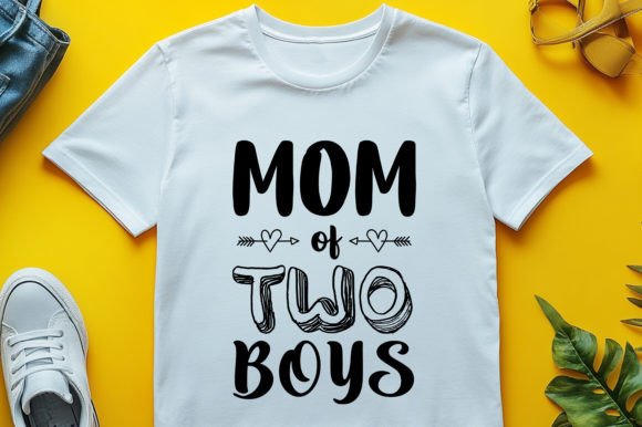 Mom of 2 Boys T-Shirt Design Graphics & T-Shirt Designs
