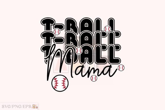 Retro Varsity Mom PNG, T-Ball Mama SVG Graphics and T-Shirt Designs